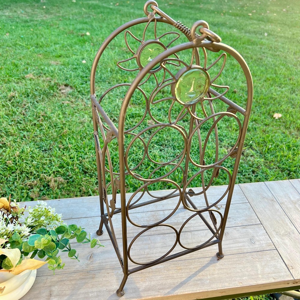 Vintage Celestial Sun With Face Iron Wine Rack - Picture 10 of 14